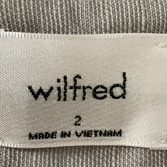 Aritzia Wilfred Pants Women 2 Gray Lyocell Linen Tie Waist Pocket Cuffed Preppy - Picture 3 of 14